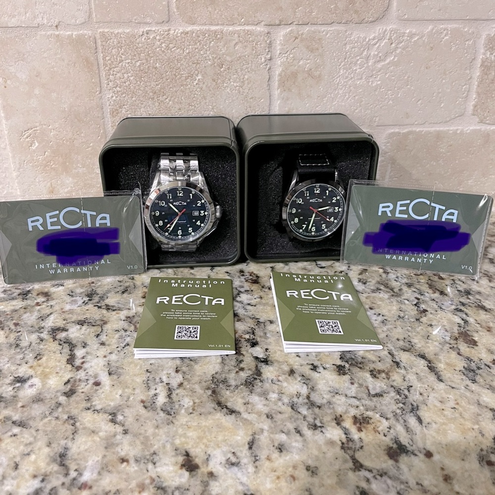 Two Brand New Mens Recta Watches